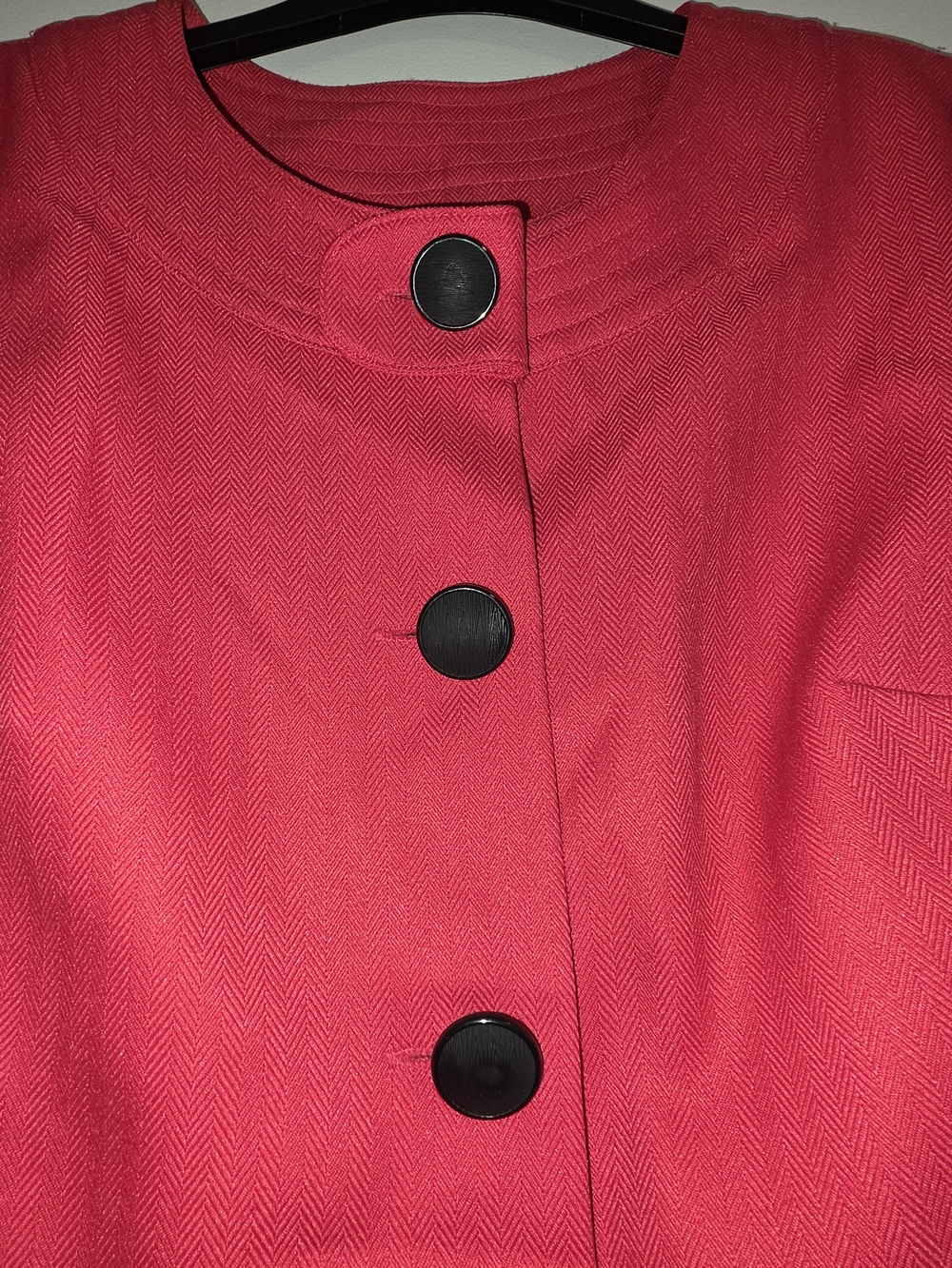 Bright Pink Round-Neck Button Jacket